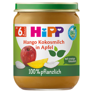 HiPP BIO od pokoleń, jabłka z mango i kremowym kokosem, po 5 miesiącu, 160 g HiPP BIO od pokoleń, jabłka z mango i kremowym kokosem, po 5 miesiącu, 160 g - zdjęcie produktu
