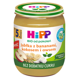 HiPP Owoce i Zboża Bio, jabłka z bananami, kokosem i owsem, po 5 miesiącu, 160 g - miniaturka zdjęcia produktu