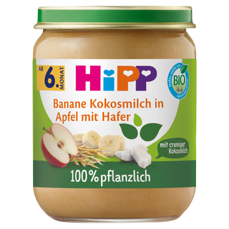 HiPP BIO od pokoleń, jabłka z bananami, kremowym kokosem i owsem BIO, po 5 miesiącu, 160 g HiPP BIO od pokoleń, jabłka z bananami, kremowym kokosem i owsem BIO, po 5 miesiącu, 160 g - zdjęcie produktu