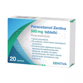 Paracetamol Zentiva 500 mg, 20 tabletek - zdjęcie produktu