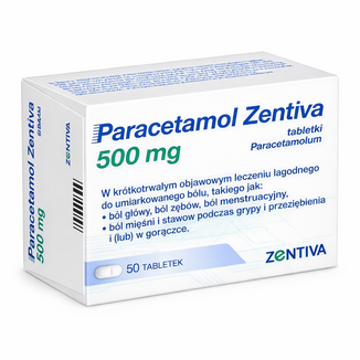 Paracetamol Zentiva 500 mg, 50 tabletek - zdjęcie produktu