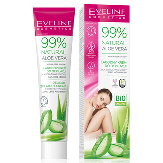 Eveline Cosmetics 99% Natural Aloe Vera, krem do depilacji rąk, nóg i bikini, 125 ml - zdjęcie produktu