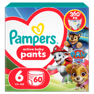 Pampers Active Baby Pants 6 (14-19 kg), pieluchomajtki, Psi Patrol, 60 sztuk - zdjęcie produktu