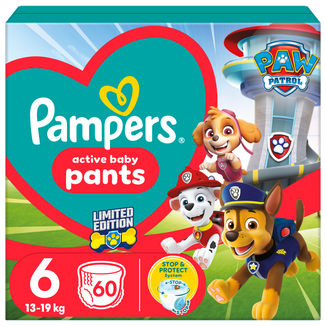 Pampers Active Baby Pants 6 (14-19 kg), pieluchomajtki, Psi Patrol, 60 sztuk - zdjęcie produktu