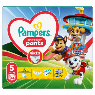 Pampers Active Baby Pants 5 (12-17 kg), pieluchomajtki, Psi Patrol, 66 sztuk Pampers Active Baby Pants 5 (12-17 kg), pieluchomajtki, Psi Patrol, 66 sztuk - zdjęcie produktu