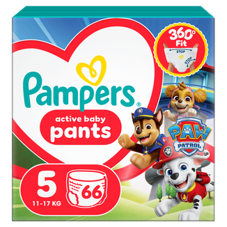 Pampers Active Baby Pants 5 (12-17 kg), pieluchomajtki, Psi Patrol, 66 sztuk - zdjęcie produktu