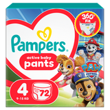 Pampers Active Baby Pants 4 (9-15 kg), pieluchomajtki, Psi Patrol, 72 sztuki - miniaturka zdjęcia produktu