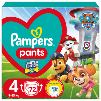 Pampers Pants, pieluchomajtki, Psi Patrol, rozmiar 4, 9-15 kg, 72 sztuki - zdjęcie produktu