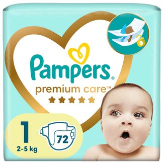 Pampers Premium Care, pieluchy rozmiar 1, 2-5 kg, 72 sztuki - zdjęcie produktu