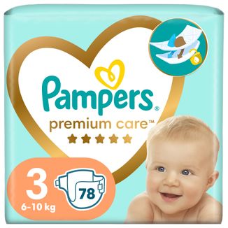 Pampers Premium Care, pieluchy rozmiar 3, 6-10 kg, 78 sztuk - zdjęcie produktu
