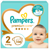 Pampers Premium Care 2 (4-8 kg), pieluchy rozmiar, 136 sztuk USZKODZONE OPAKOWANIE - miniaturka zdjęcia produktu