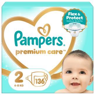 Pampers Premium Care 2 (4-8 kg), pieluchy rozmiar, 136 sztuk USZKODZONE OPAKOWANIE - zdjęcie produktu