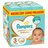 Pampers Premium Care, pieluchy rozmiar 3, 6-10 kg, 200 sztuk USZKODZONE OPAKOWANIE - miniaturka zdjęcia produktu