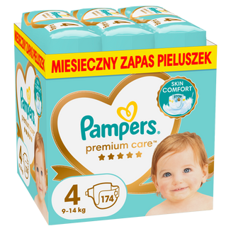 Pampers Premium Care, pieluchy, rozmiar 4, 9-14 kg, 174 sztuki USZKODZONE OPAKOWANIE - zdjęcie produktu