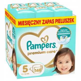 Pampers Premium Care 5 (11-16 kg), pieluchy, 148 sztuk USZKODZONE OPAKOWANIE Pampers Premium Care 5 (11-16 kg), pieluchy, 148 sztuk USZKODZONE OPAKOWANIE - zdjęcie produktu