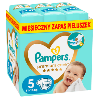 Pampers Premium Care 5 (11-16 kg), pieluchy, 148 sztuk USZKODZONE OPAKOWANIE - zdjęcie produktu