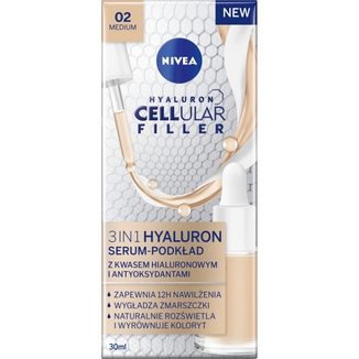 Nivea Hyaluron Cellular Filler 3w1, serum-podkład, kolor naturalny, 30 ml - zdjęcie produktu