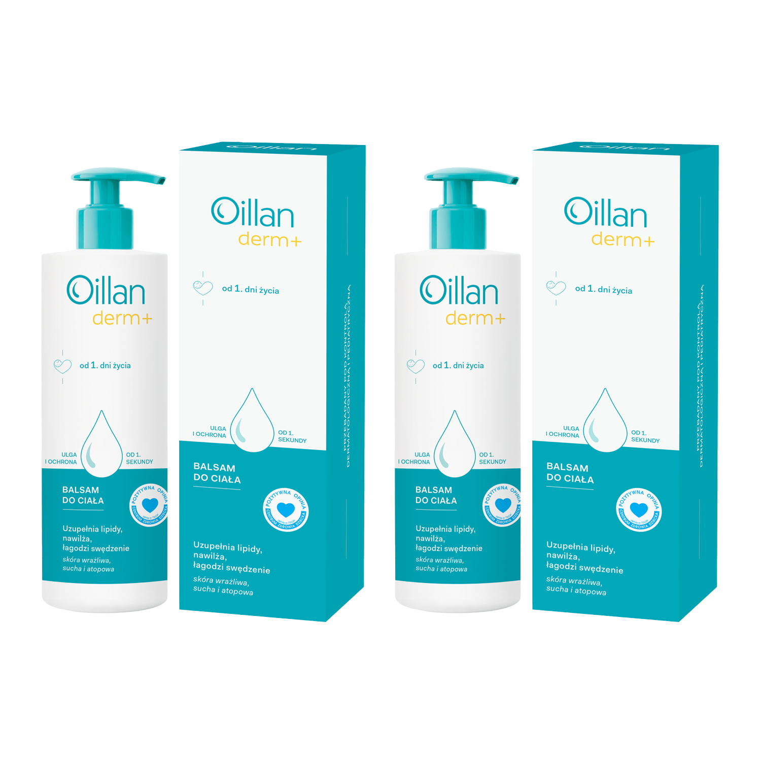 Oillan Zestaw Oillan Derm+, balsam do ciała, od 1 dnia życia, 2 x 400 ml