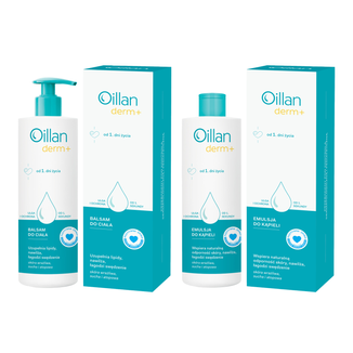Zestaw Oillan Derm+, emulsja do kąpieli, od 1 dnia życia, 400 ml + balsam do ciała, od 1 dnia życia, 400 ml - zdjęcie produktu