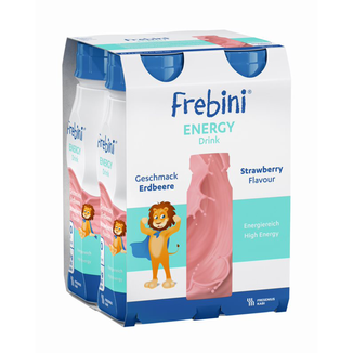 Frebini Energy Drink, preparat odżywczy dla dzieci 1-12 lat, smak truskawkowy, 4 x 200 ml - zdjęcie produktu