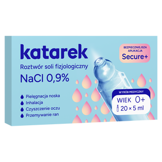 Katarek Secure+, fizjologiczny roztwór soli NaCl 0,9%, 5 ml x 20 ampułek - zdjęcie produktu