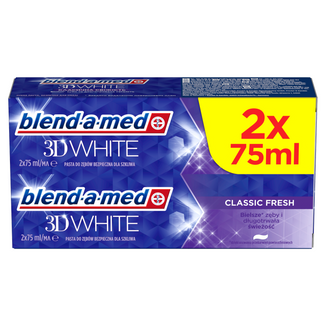 Blend-a-med 3D White, pasta do zębów, Classic Fresh, 2 x 75 ml - zdjęcie produktu