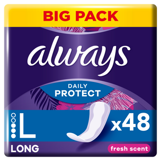 Always Daily Protect, wkładki higieniczne o świeżym zapachu, Long, 48 sztuk - zdjęcie produktu