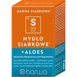 Barwa Siarkowa, mydło siarkowe z aloesem, pielęgnacja antytrądzikowa, 100 g - zdjęcie produktu
