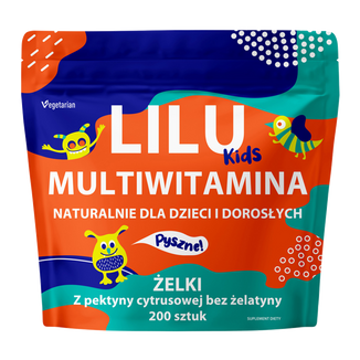 Lilu Kids Multiwitamina, naturalne żelki dla dzieci i dorosłych, smak jeżynowy, 200 sztuk - zdjęcie produktu