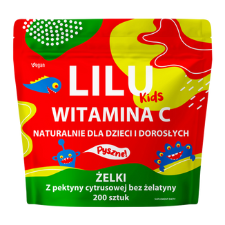 Lilu Kids Witamina C, naturalne żelki dla dzieci i dorosłych, smak pomarańczowy, 200 sztuk - zdjęcie produktu