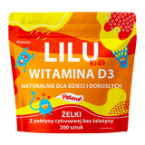 Lilu Kids Witamina D3, naturalne żelki dla dzieci i dorosłych, smak pomarańczowy, 200 sztuk - miniaturka zdjęcia produktu