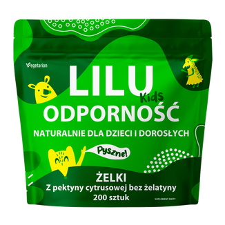 Lilu Kids Odporność, naturalne żelki dla dzieci i dorosłych, smak malinowy, 200 sztuk - zdjęcie produktu