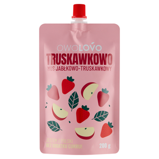 Owolovo Truskawkowo Mus jabłkowo-truskawkowy w tubce, 200 g KRÓTKA DATA Owolovo Truskawkowo Mus jabłkowo-truskawkowy w tubce, 200 g KRÓTKA DATA - zdjęcie produktu