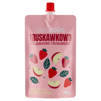 Owolovo Truskawkowo Mus jabłkowo-truskawkowy w tubce, 200 g - zdjęcie produktu