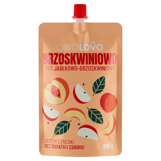 Owolovo Brzoskwiniowo Mus jabłkowo-brzoskwiniowy w tubce, 200 g KRÓTKA DATA - zdjęcie produktu
