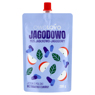 Owolovo Jagodowo Mus jabłkowo-jagodowy w tubce, 200 g KRÓTKA DATA - zdjęcie produktu