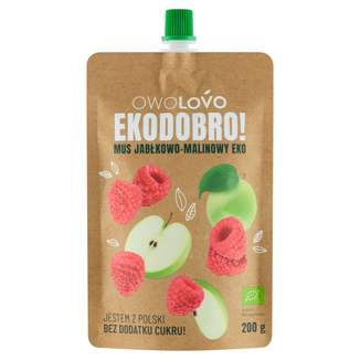 Owolovo Ekodobro! Mus jabłkowo-malinowy Eko w tubce, 200 g - zdjęcie produktu