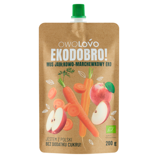 Owolovo Ekodobro! Mus jabłkowo-marchewkowy Eko w tubce, 200 g - zdjęcie produktu