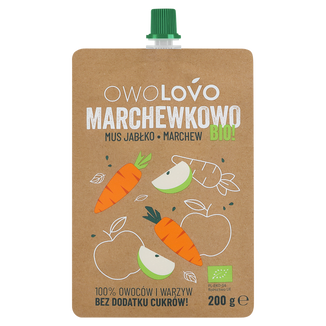 Owolovo Ekodobro! Mus jabłkowo-marchewkowy Eko w tubce, 200 g - zdjęcie produktu
