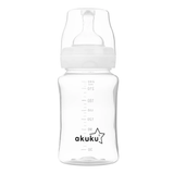 Akuku, butelka szerokootworowa, antykolkowa, z silikonowym, okrągłym smoczkiem, A0107, od urodzenia, 240 ml  - miniaturka zdjęcia produktu