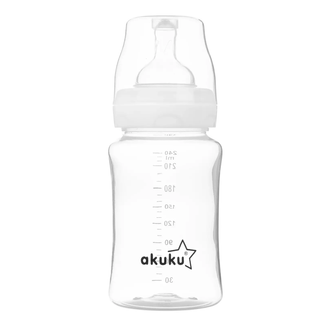 Akuku, butelka szerokootworowa, antykolkowa, A0107, od urodzenia, 240 ml  - zdjęcie produktu