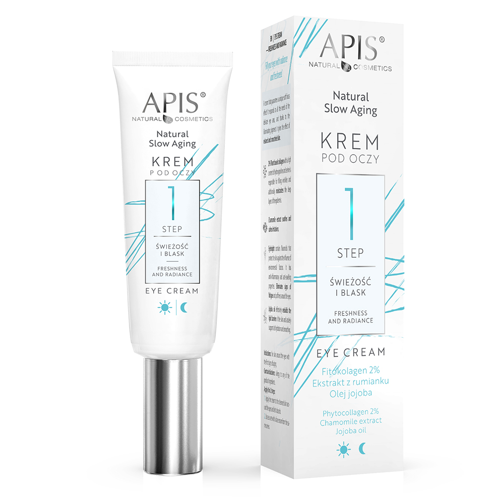 Nieznana Apis Natural Slow Aging Step 1, krem pod oczy, świeżość i blask, 15 ml