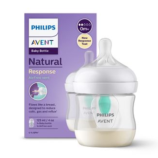 Avent Natural Response, butelka z responsywnym smoczkiem, z wentylem AirFree, przepływ 2, SCY670/01, od urodzenia, 125 ml  USZKODZONE OPAKOWANIE - zdjęcie produktu