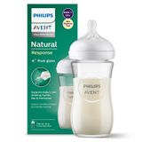 Avent Natural Response, szklana butelka z responsywnym smoczkiem, przepływ 3, SCY933/01, po 1 miesiącu, 240 ml  - miniaturka zdjęcia produktu