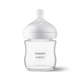 Avent Natural Response, szklana butelka z responsywnym smoczkiem, przepływ 2 wolny, 0-3 miesiące, 120 ml  USZKODZONE OPAKOWANIE - zdjęcie produktu