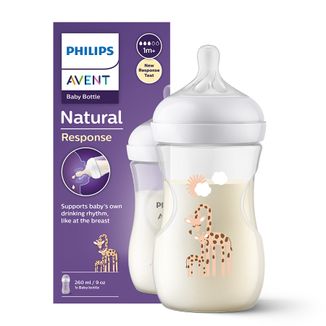 Avent Natural Response, butelka z responsywnym smoczkiem, żyrafy, przepływ 3, SCY903/66, po 1 miesiącu, 260 ml  - zdjęcie produktu