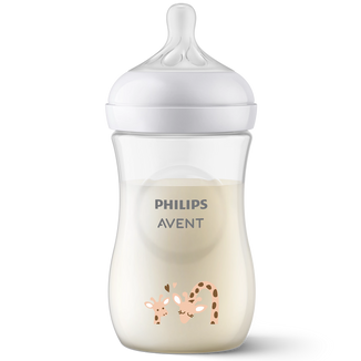 Avent Natural Response, butelka z responsywnym smoczkiem, żyrafy, przepływ 3 średni, 3-6 miesięcy, 260 ml Avent Natural Response, butelka z responsywnym smoczkiem, żyrafy, przepływ 3 średni, 3-6 miesięcy, 260 ml - zdjęcie produktu