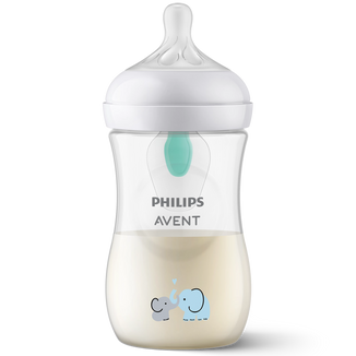 Avent Natural Response, butelka z responsywnym smoczkiem, z wentylem AirFree, słonie, przepływ 3 średni, 3-6 miesięcy, 260 ml - zdjęcie produktu