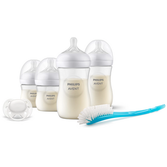 Avent Natural Response, zestaw 4 responsywnych butelek + szczotka do czyszczenia + smoczek uspokajający ultra soft - zdjęcie produktu