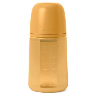 Suavinex Colour Essence, butelka z silikonowym smoczkiem o średnim przepływie, musztardowa, od 3 miesiąca, 240 ml - zdjęcie produktu